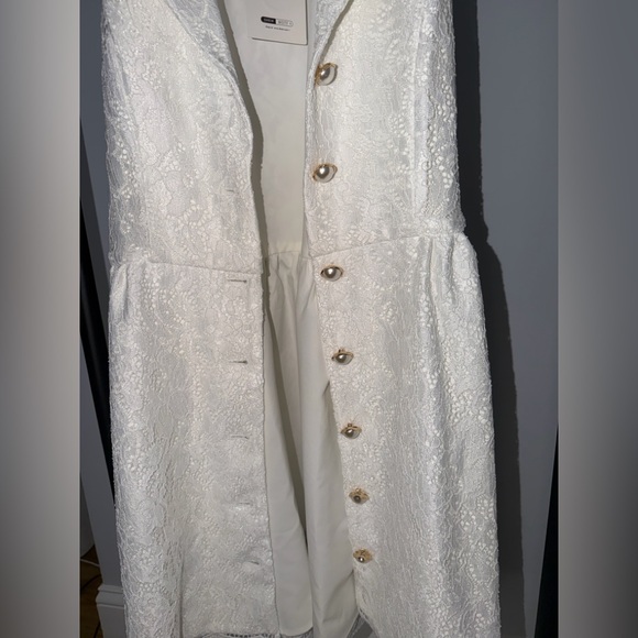 Motf Ivory Lace Button-Front Mini Dress | Sleeveless Collared | NWT | Size M - Picture 8 of 10
